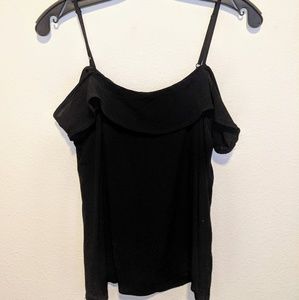 Black Short Sleeve 'Off-The-Shoulder' Shirt
